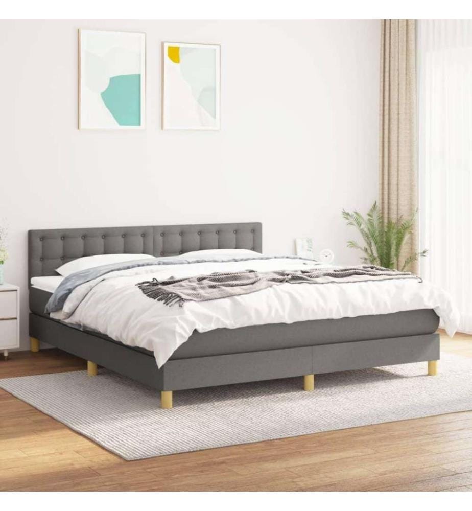 Boxspringbett mit Matratze Dunkelgrau 160x200 cm Stoff