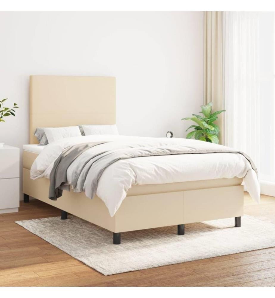 Boxspringbett mit Matratze Creme 120x200 cm Stoff