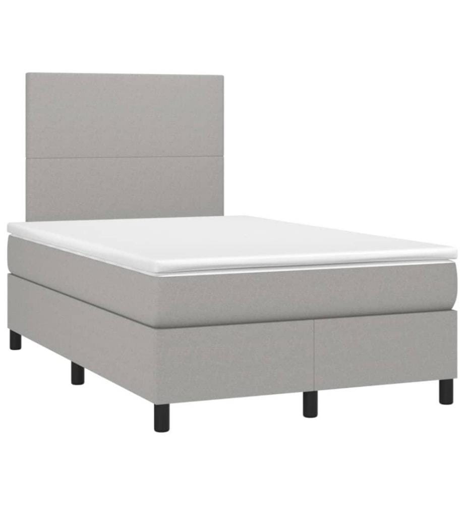 Boxspringbett mit Matratze Hellgrau 120x200 cm Stoff