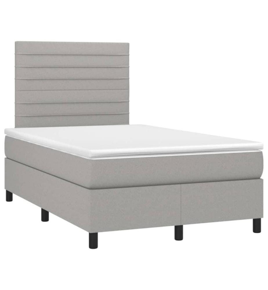 Boxspringbett mit Matratze Hellgrau 120x200 cm Stoff