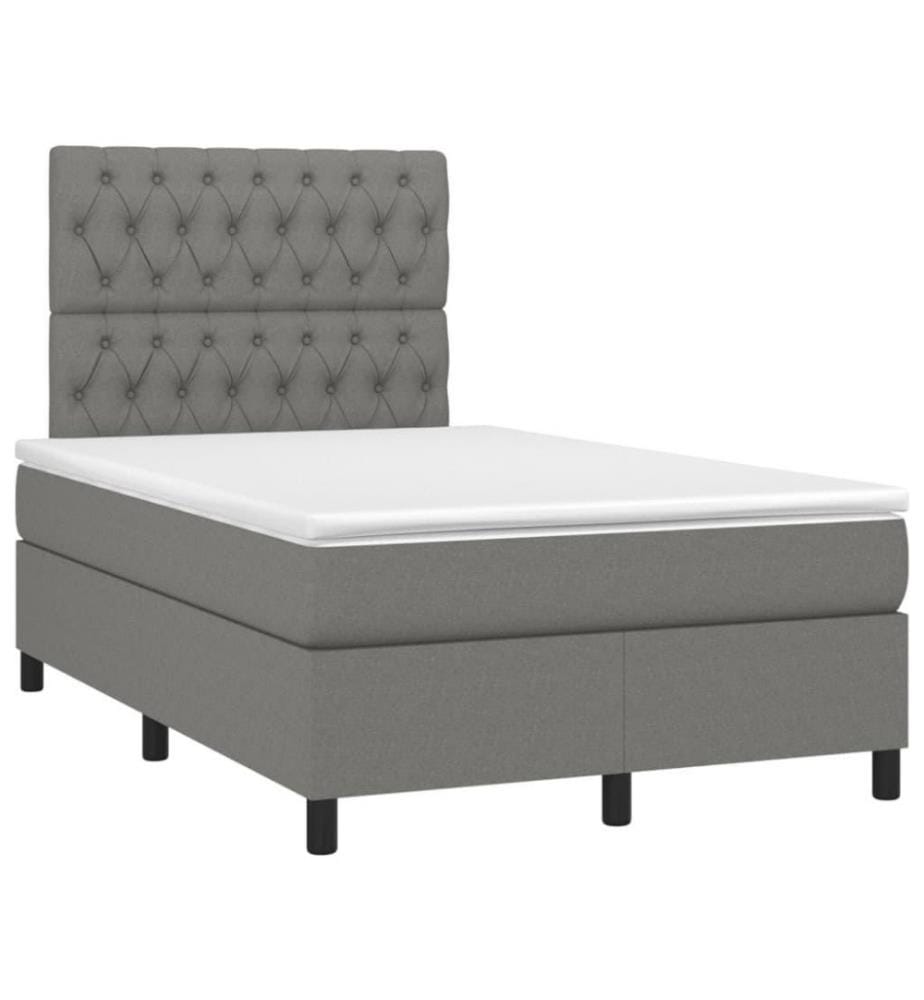 Boxspringbett mit Matratze Dunkelgrau 120x200 cm Stoff