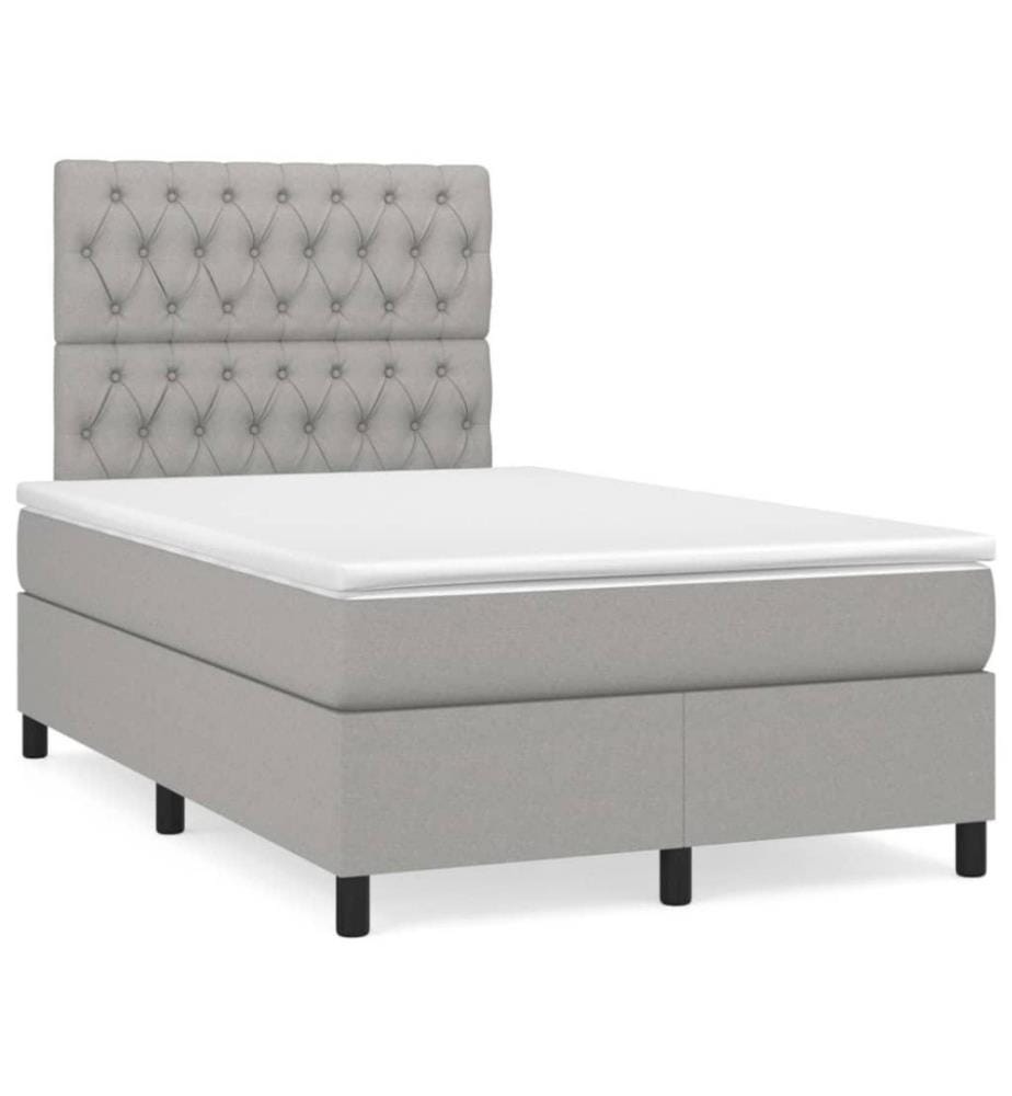 Boxspringbett mit Matratze Hellgrau 120x200 cm Stoff