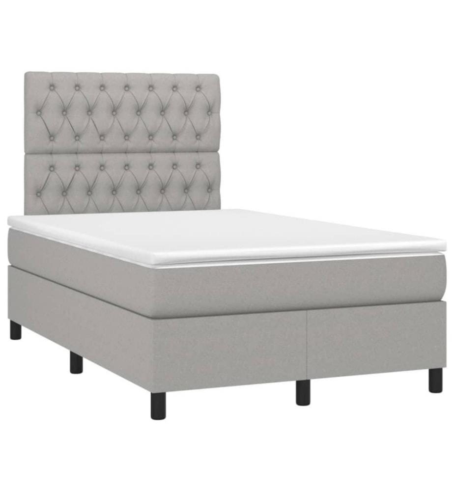 Boxspringbett mit Matratze Hellgrau 120x200 cm Stoff
