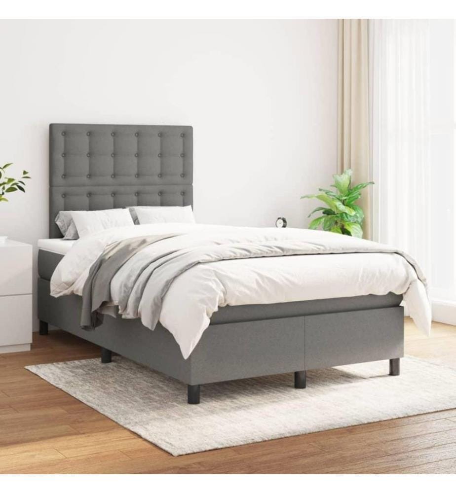 Boxspringbett mit Matratze Dunkelgrau 120x200 cm Stoff