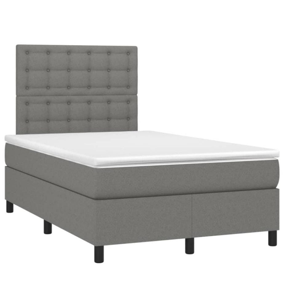 Boxspringbett mit Matratze Dunkelgrau 120x200 cm Stoff