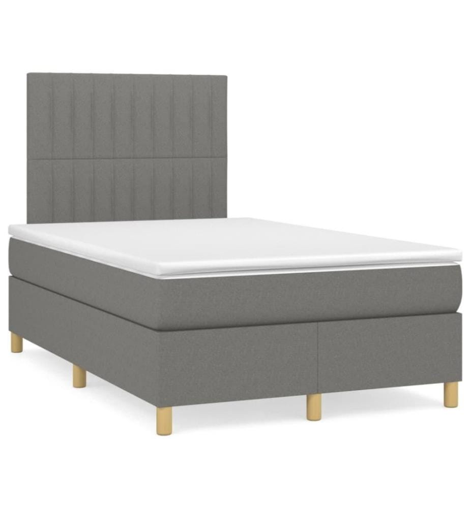 Boxspringbett mit Matratze Dunkelgrau 120x200 cm Stoff