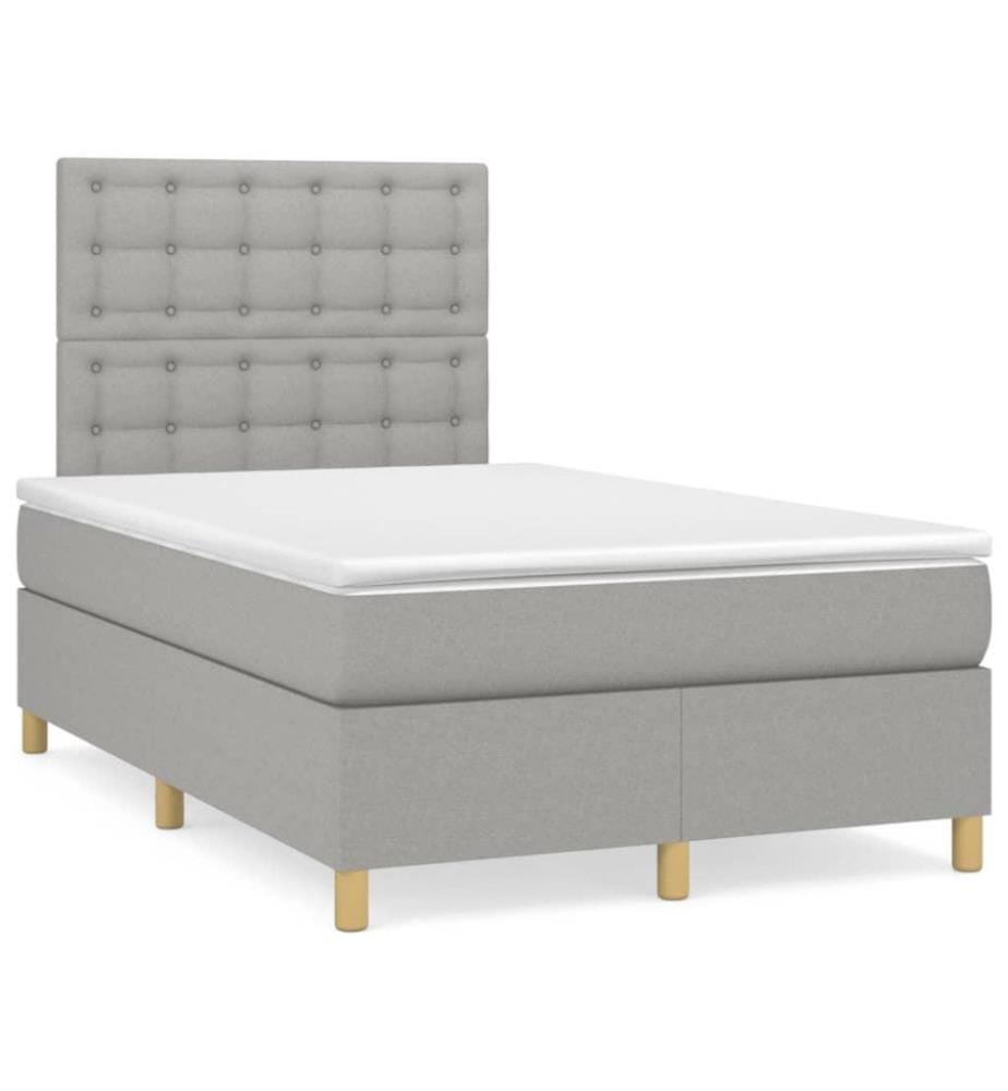 Boxspringbett mit Matratze Hellgrau 120x200 cm Stoff