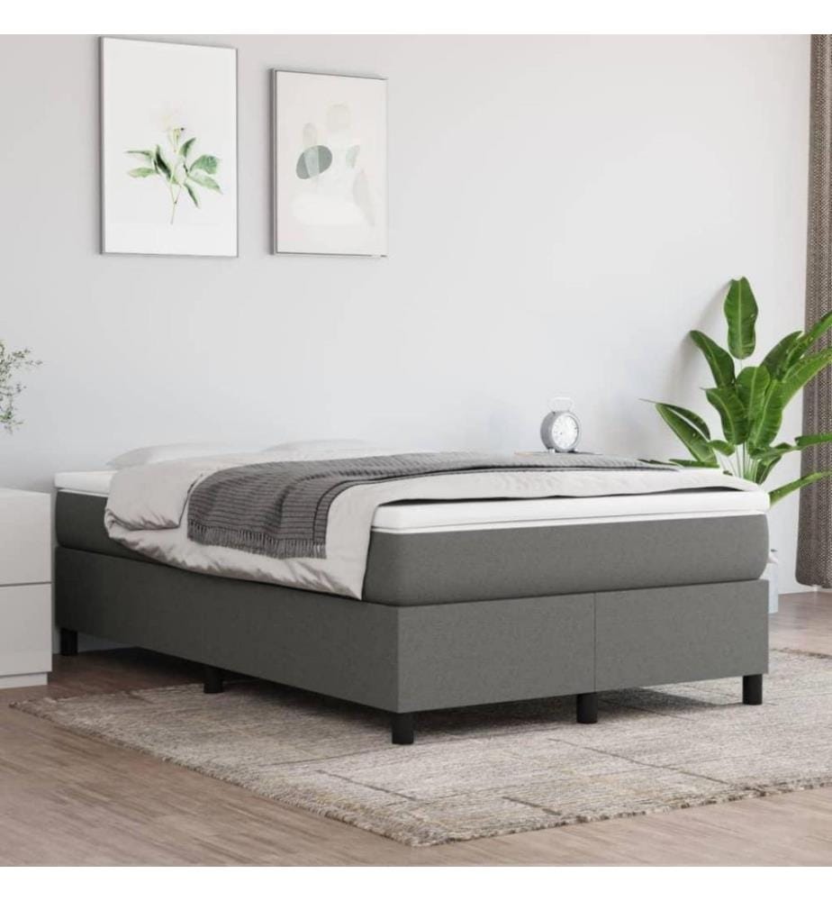 Boxspringbett mit Matratze Dunkelgrau 120x200 cm Stoff