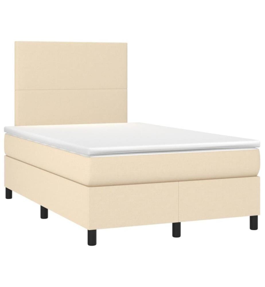 Boxspringbett mit Matratze & LED Creme 120x200 cm Stoff