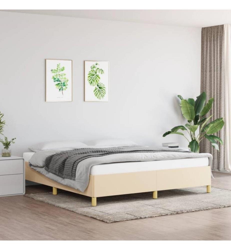 Cadre de lit Crème 160 x 200 cm Tissu