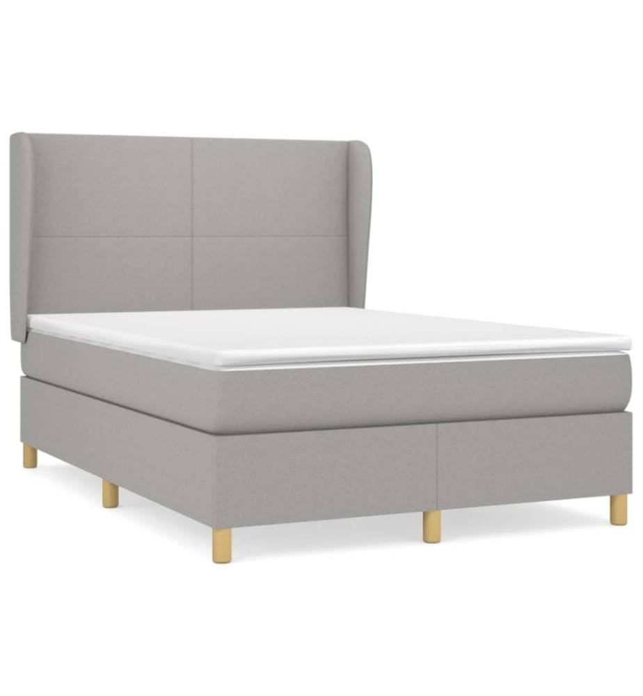 Lit à sommier tapissier avec matelas Gris clair 140x200cm Tissu