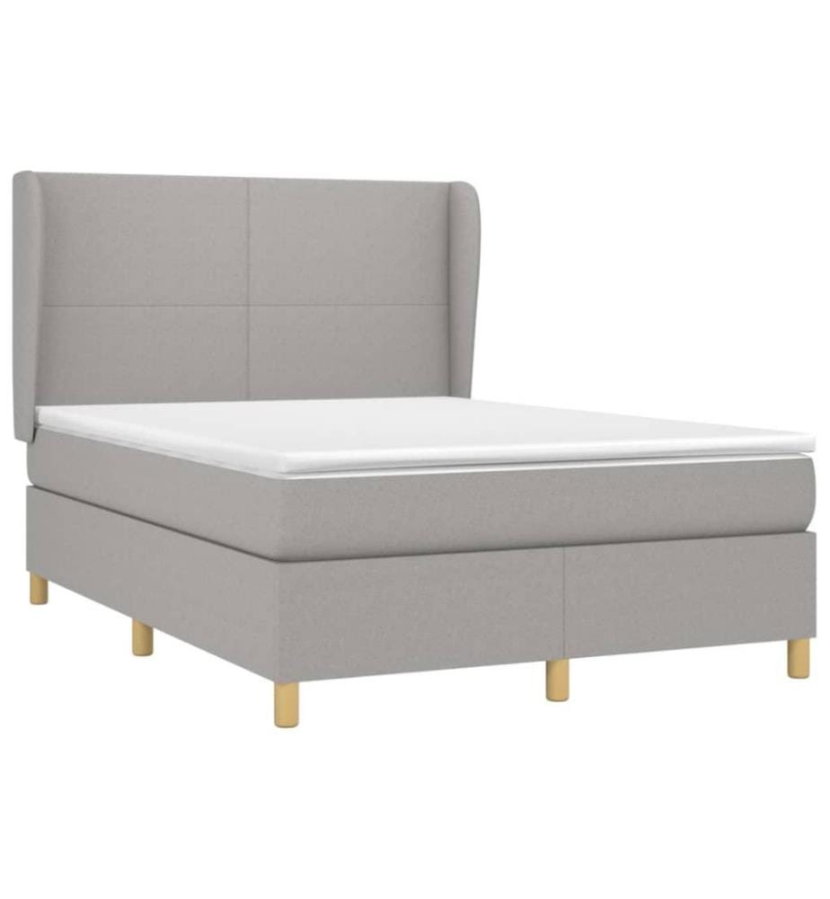 Lit à sommier tapissier avec matelas Gris clair 140x200cm Tissu