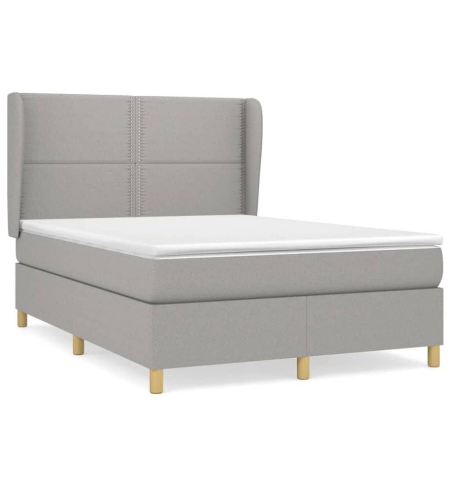 Boxspringbett mit Matratze Hellgrau 140x200 cm Stoff