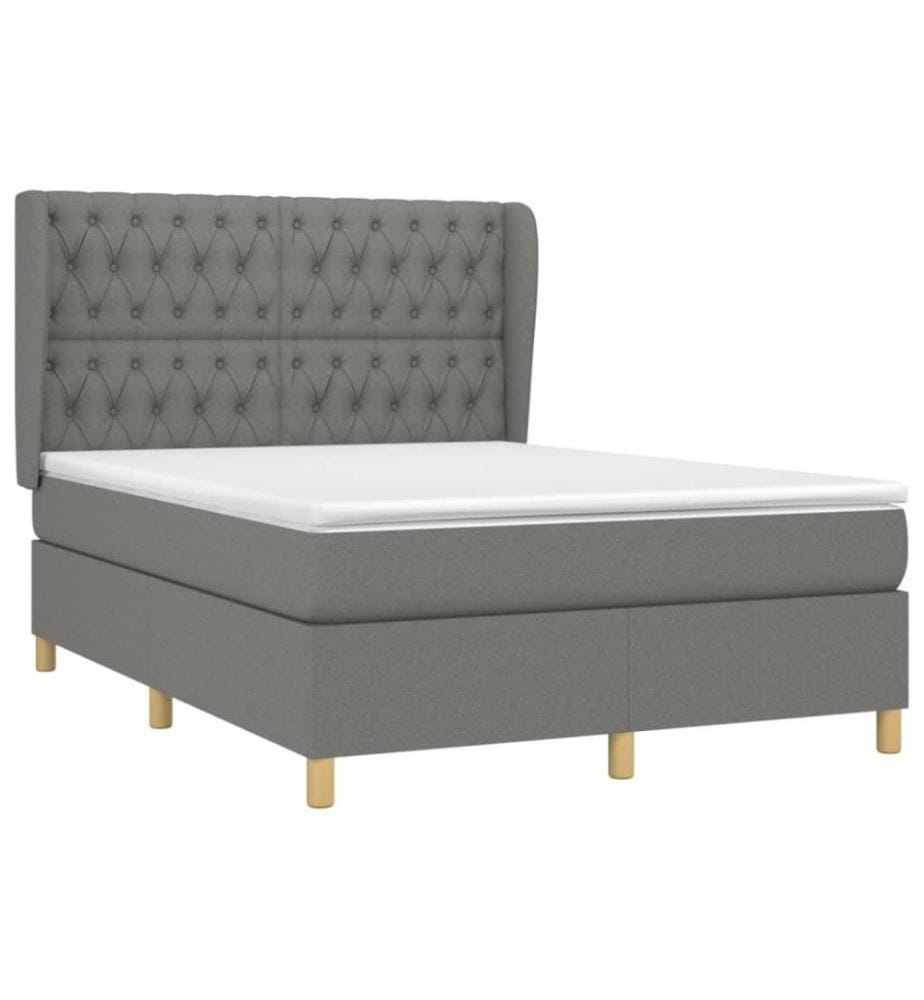 Boxspringbett mit Matratze Dunkelgrau 140x200 cm Stoff