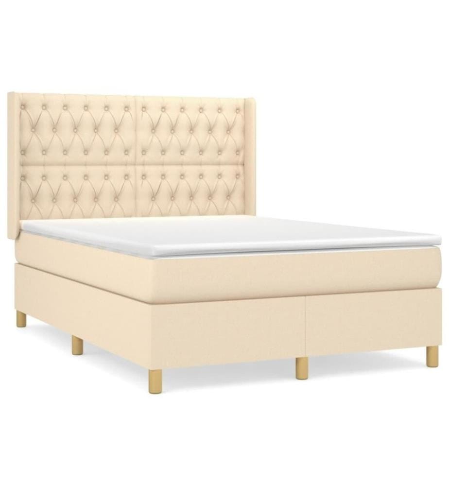 Boxspringbett mit Matratze Creme 140x200 cm Stoff