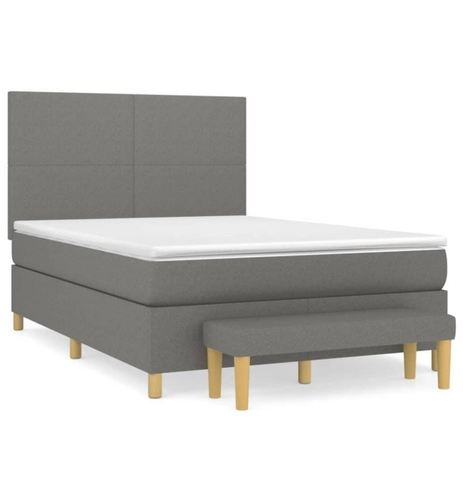 Lit à sommier tapissier avec matelas Gris foncé 140x200cm Tissu