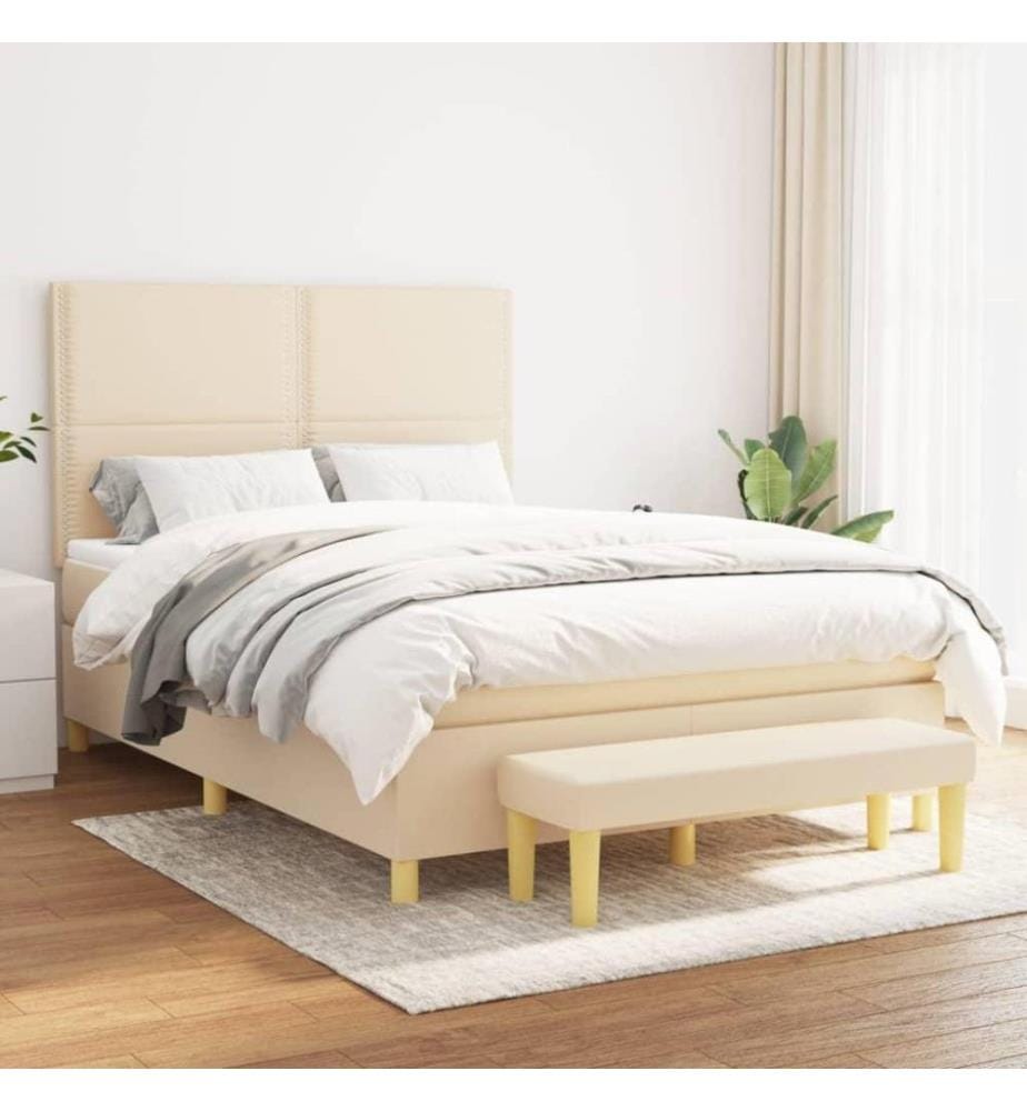Boxspringbett mit Matratze Creme 140x200 cm Stoff