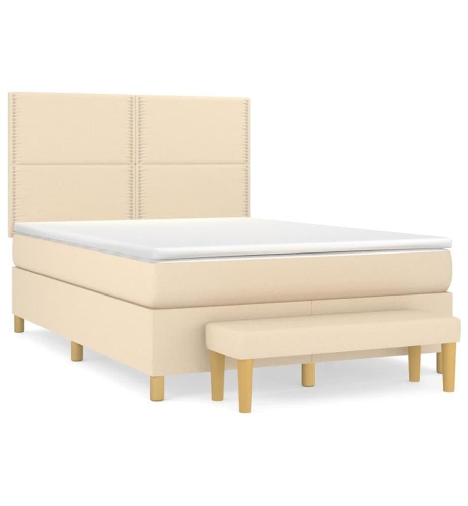 Boxspringbett mit Matratze Creme 140x200 cm Stoff