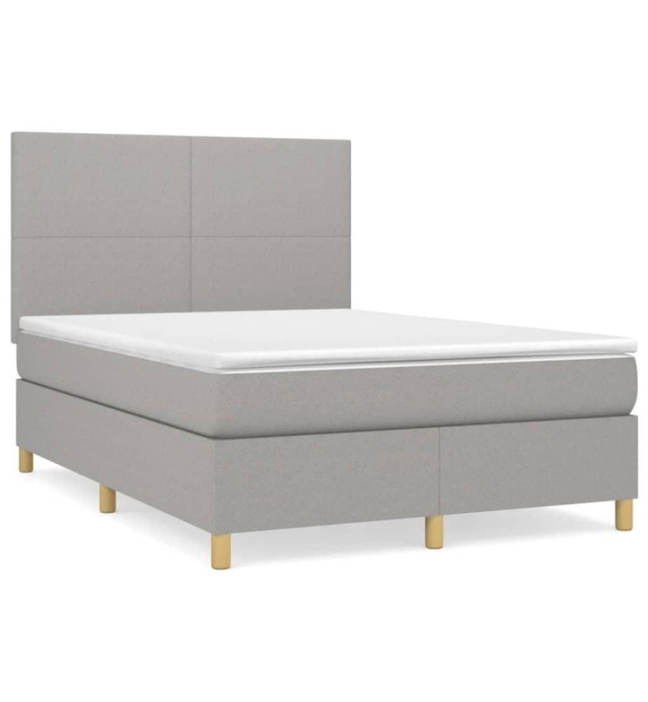 Boxspringbett mit Matratze Hellgrau 140x200 cm Stoff