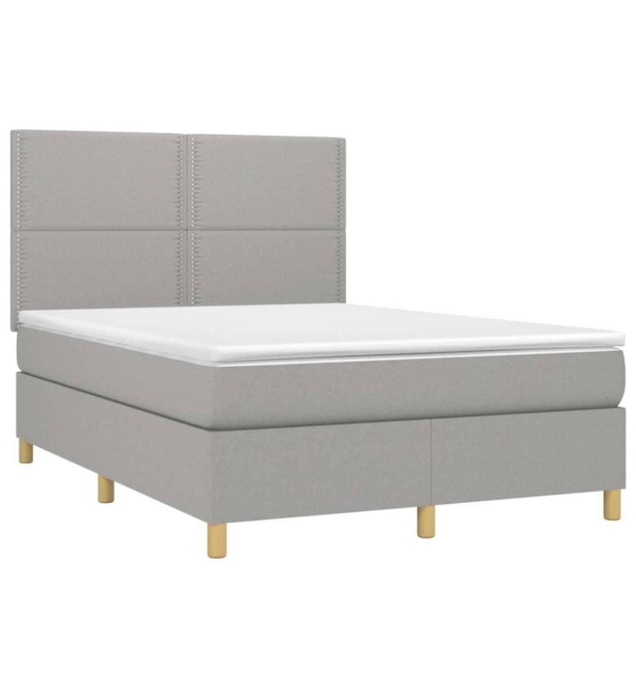 Boxspringbett mit Matratze Hellgrau 140x200 cm Stoff