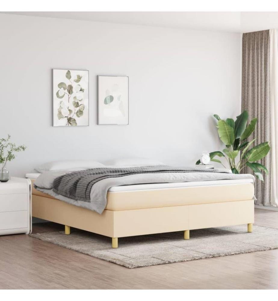 Boxspringbett mit Matratze Creme 160x200 cm Stoff