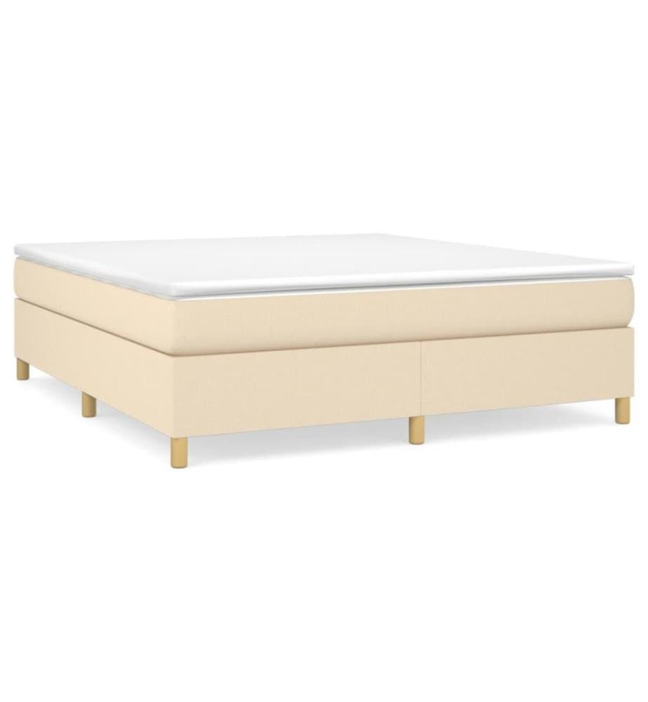 Boxspringbett mit Matratze Creme 180x200 cm Stoff