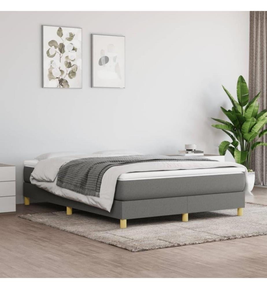 Boxspringbett mit Matratze Dunkelgrau 140x190 cm Stoff