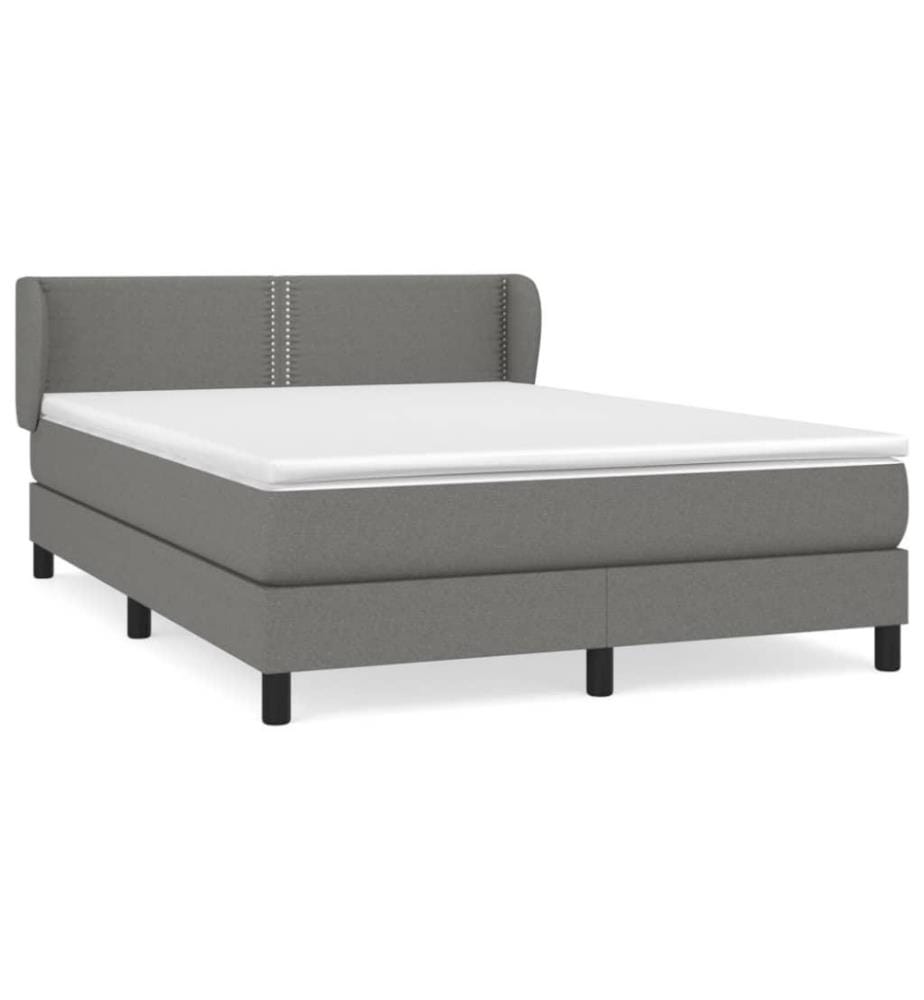 Boxspringbett mit Matratze Dunkelgrau 140x190 cm Stoff