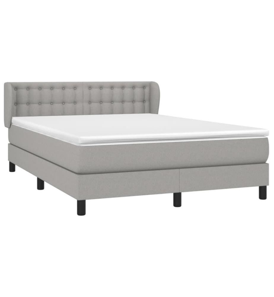 Boxspringbett mit Matratze Hellgrau 140x190 cm Stoff