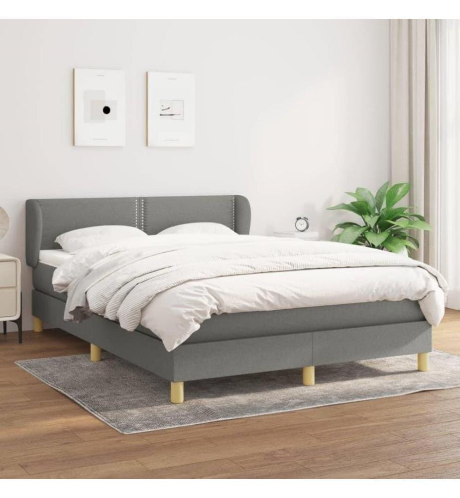 Boxspringbett mit Matratze Dunkelgrau 140x190 cm Stoff