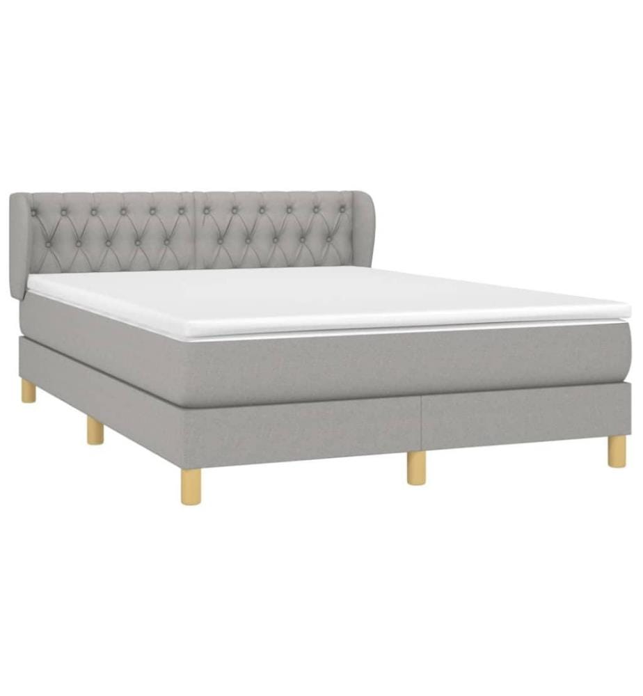 Boxspringbett mit Matratze Hellgrau 140x190 cm Stoff