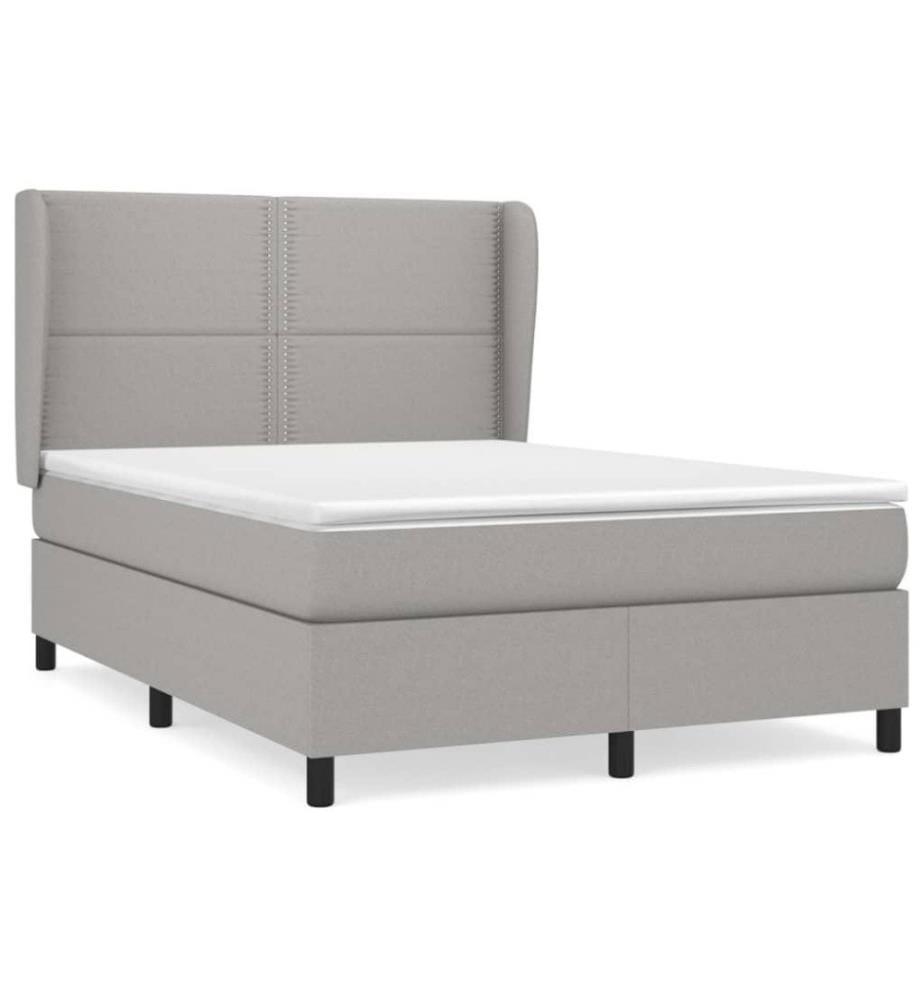 Boxspringbett mit Matratze Hellgrau 140x190 cm Stoff
