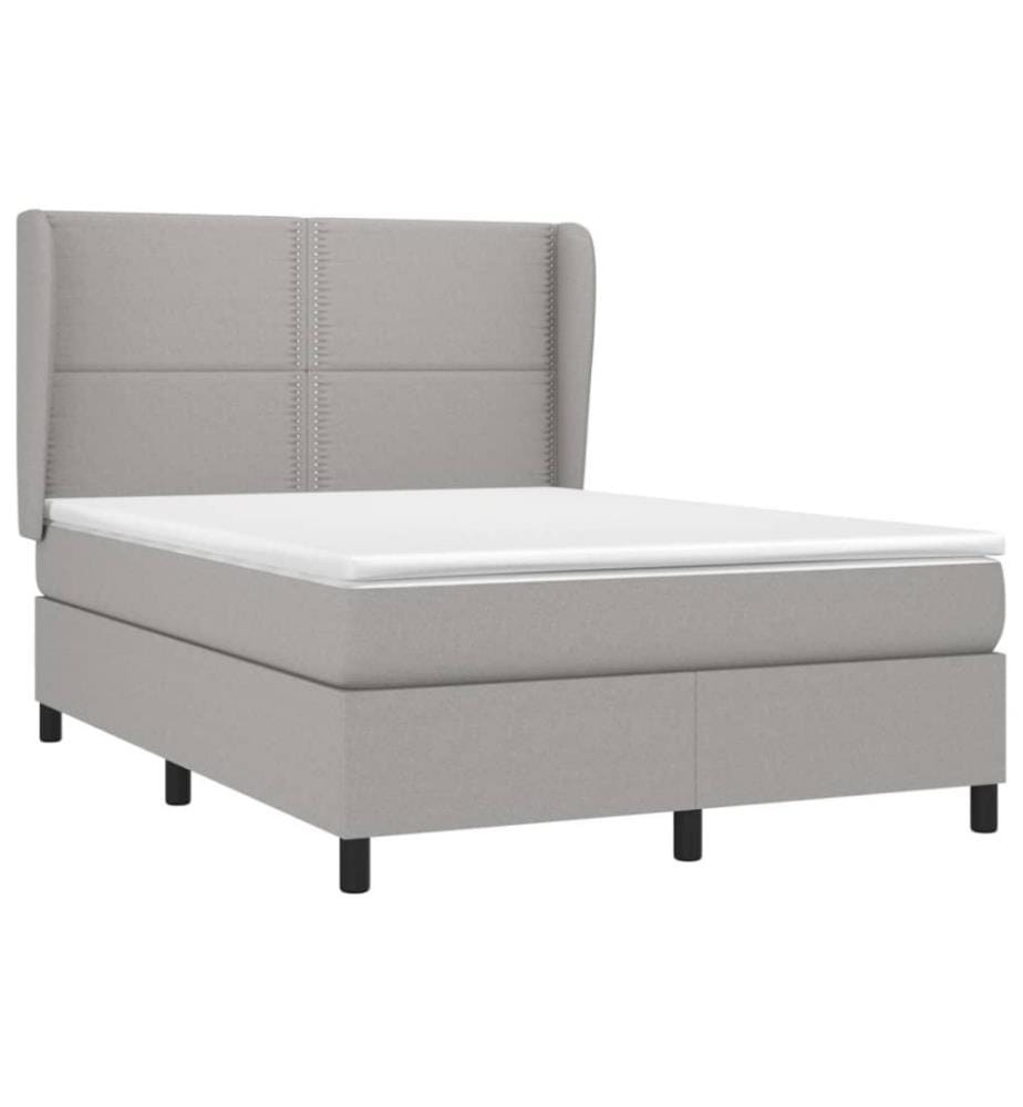 Boxspringbett mit Matratze Hellgrau 140x190 cm Stoff