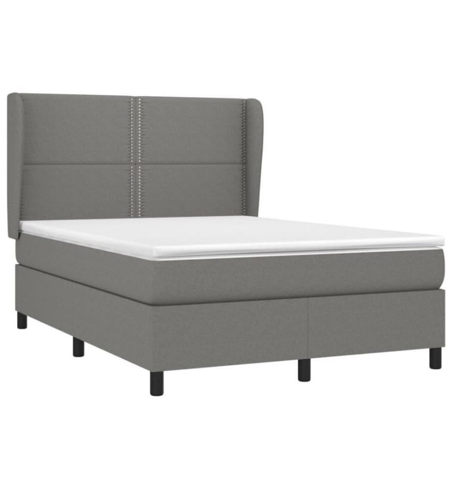 Boxspringbett mit Matratze Dunkelgrau 140x190 cm Stoff
