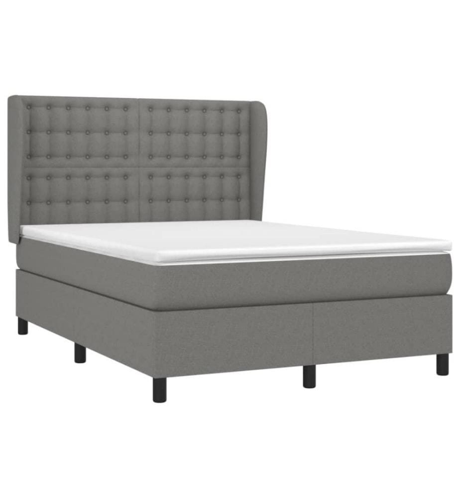 Boxspringbett mit Matratze Dunkelgrau 140x190 cm Stoff