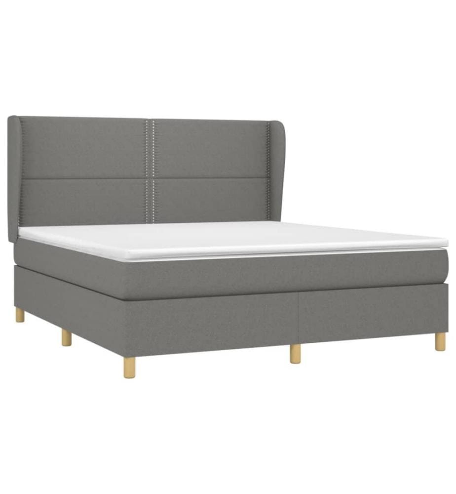 Boxspringbett mit Matratze Dunkelgrau 180x200 cm Stoff