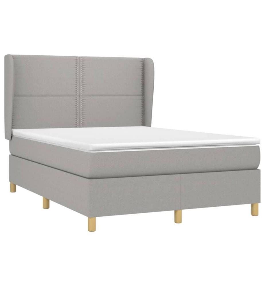 Boxspringbett mit Matratze Hellgrau 140x190 cm Stoff