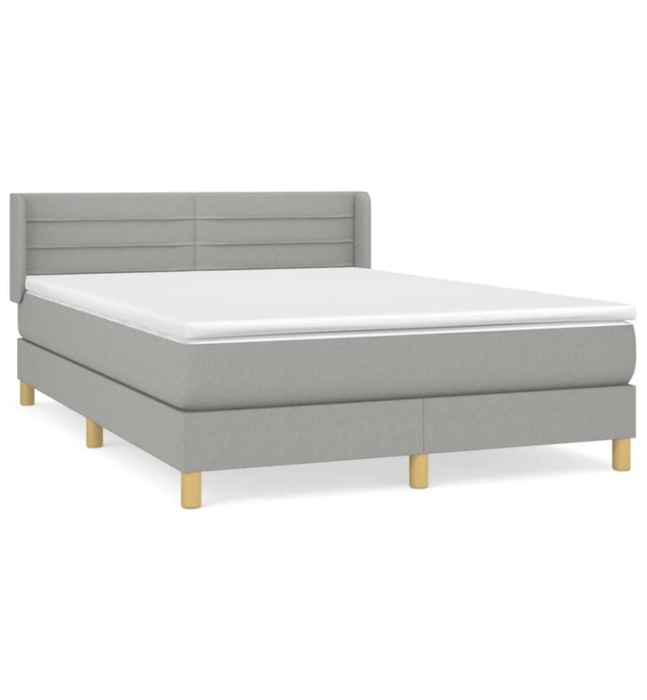 Boxspringbett mit Matratze Hellgrau 140x190 cm Stoff