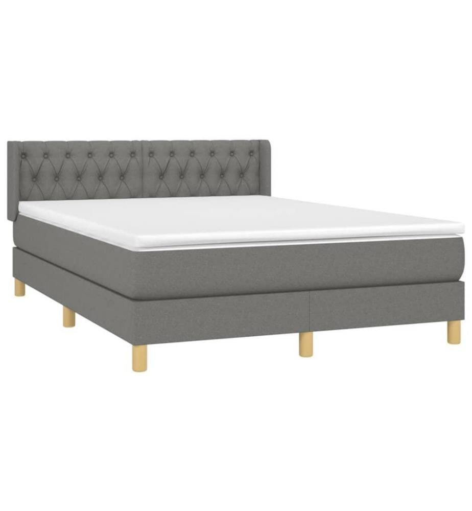 Boxspringbett mit Matratze Dunkelgrau 140x190 cm Stoff