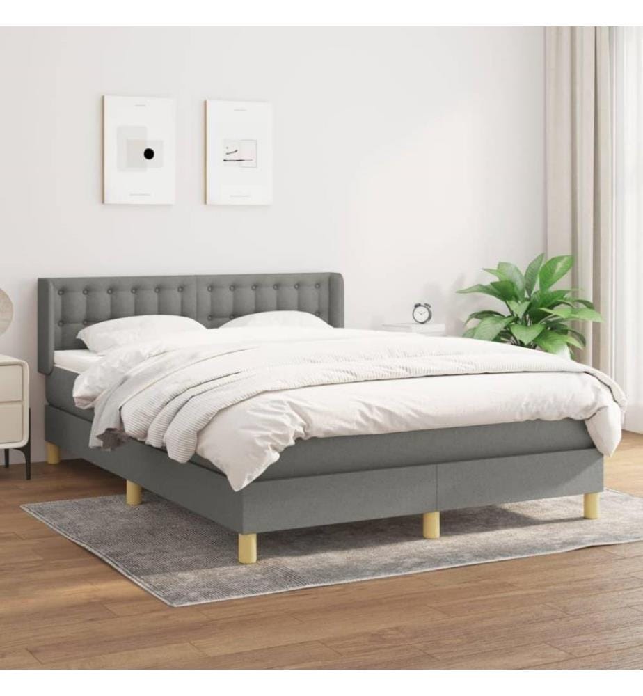 Boxspringbett mit Matratze Dunkelgrau 140x190 cm Stoff