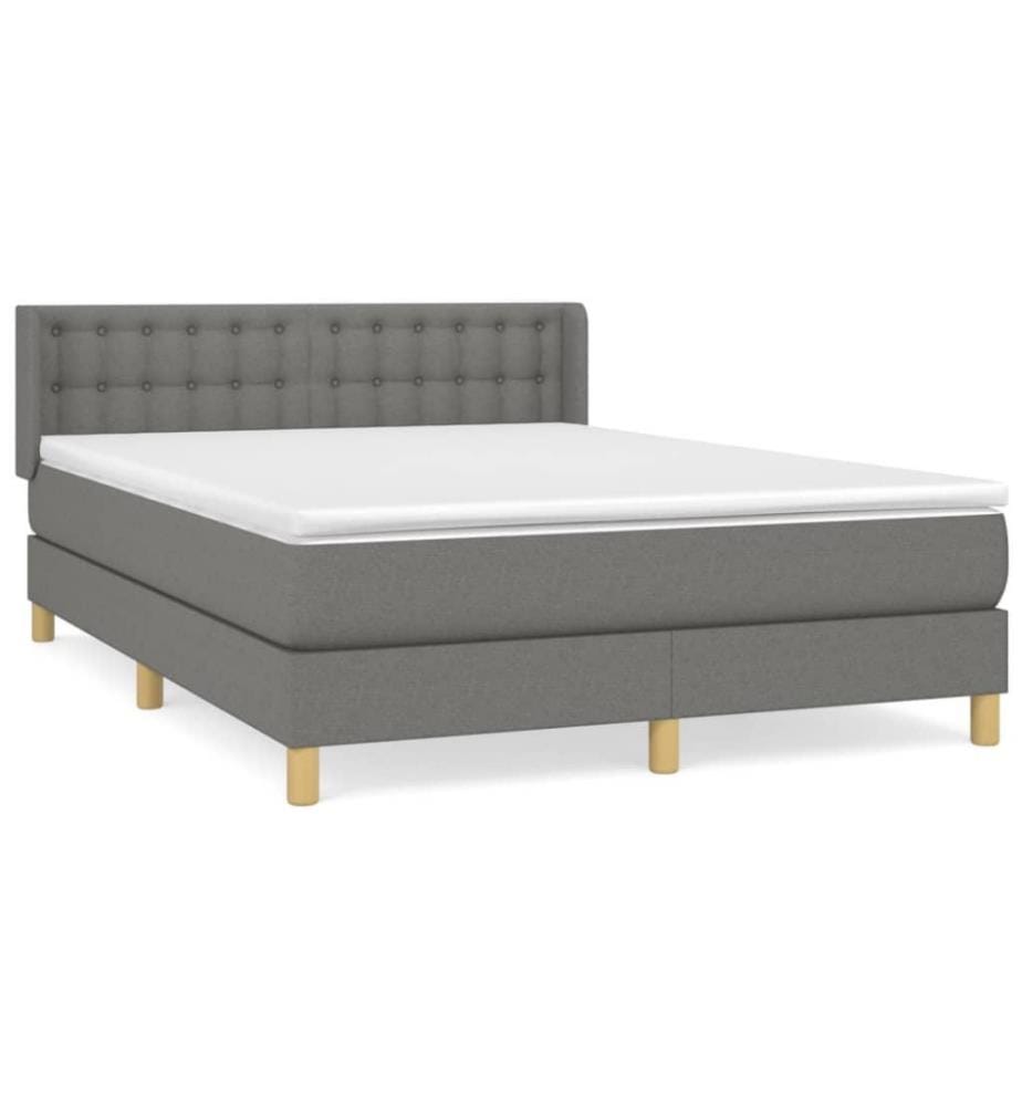 Boxspringbett mit Matratze Dunkelgrau 140x190 cm Stoff