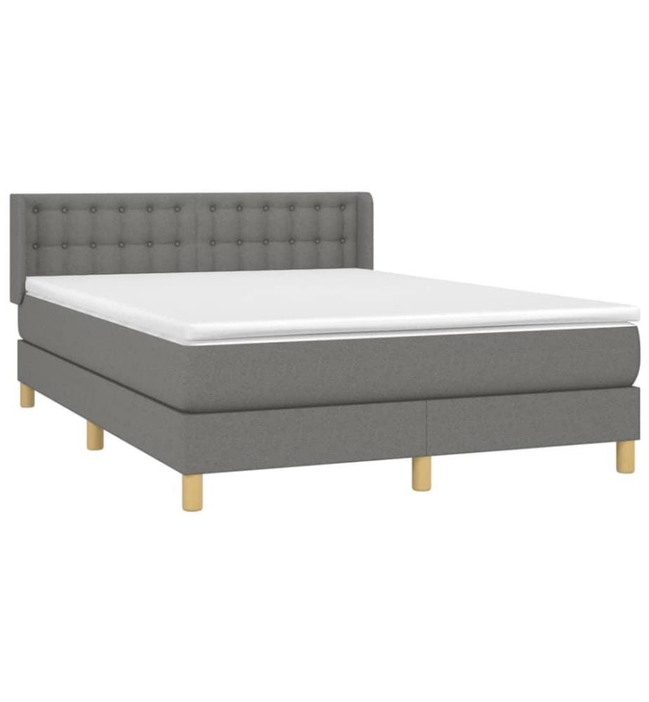 Boxspringbett mit Matratze Dunkelgrau 140x190 cm Stoff