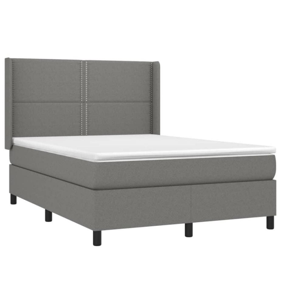 Boxspringbett mit Matratze Dunkelgrau 140x190 cm Stoff