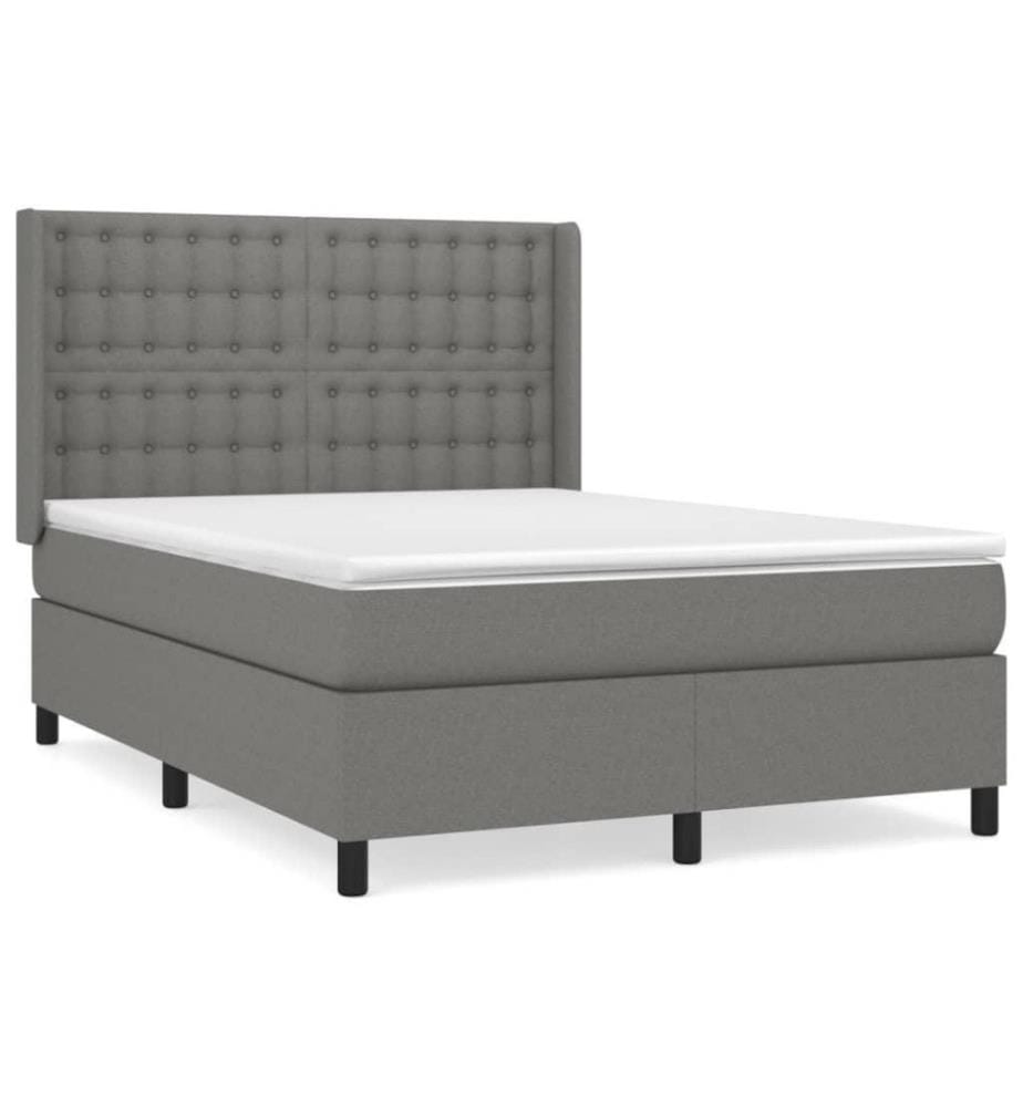 Boxspringbett mit Matratze Dunkelgrau 140x190 cm Stoff
