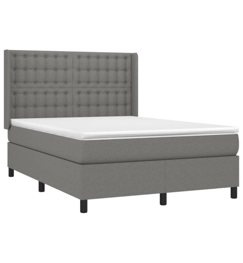 Boxspringbett mit Matratze Dunkelgrau 140x190 cm Stoff