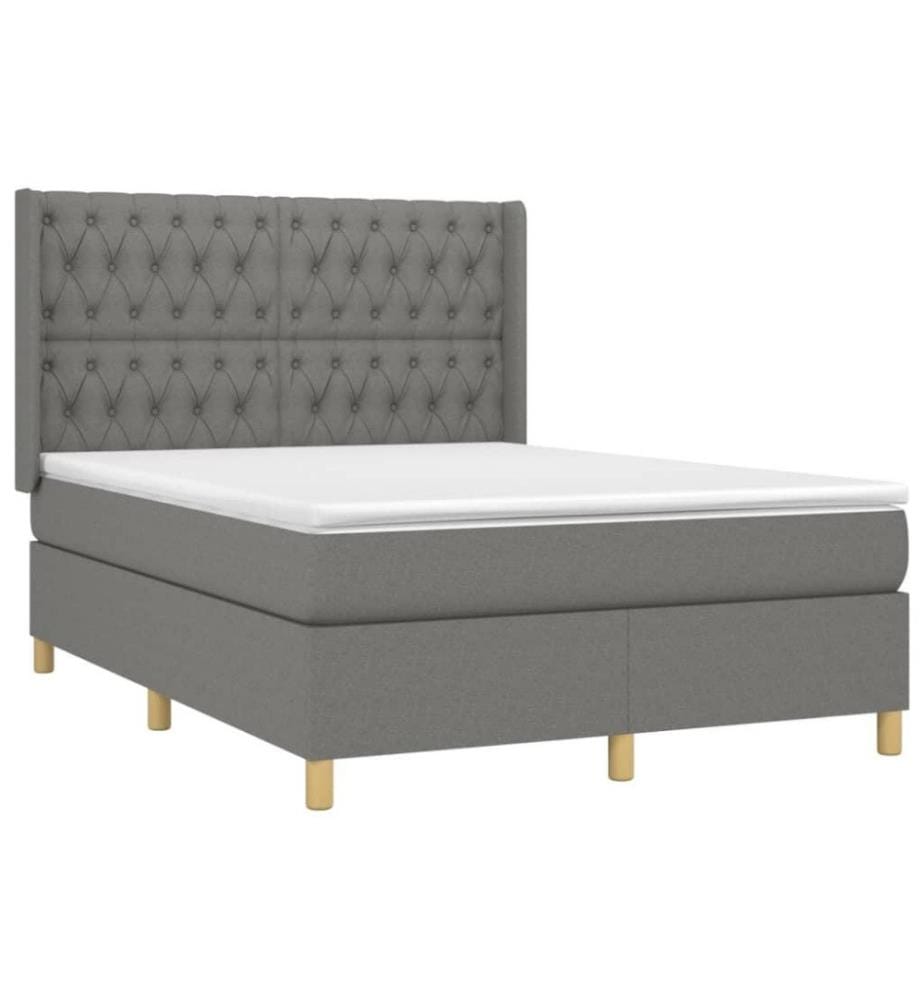 Boxspringbett mit Matratze Dunkelgrau 140x190 cm Stoff