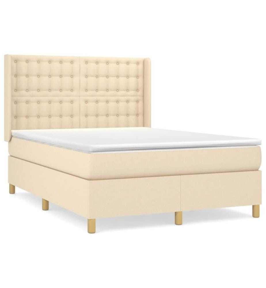 Boxspringbett mit Matratze Creme 140x190 cm Stoff