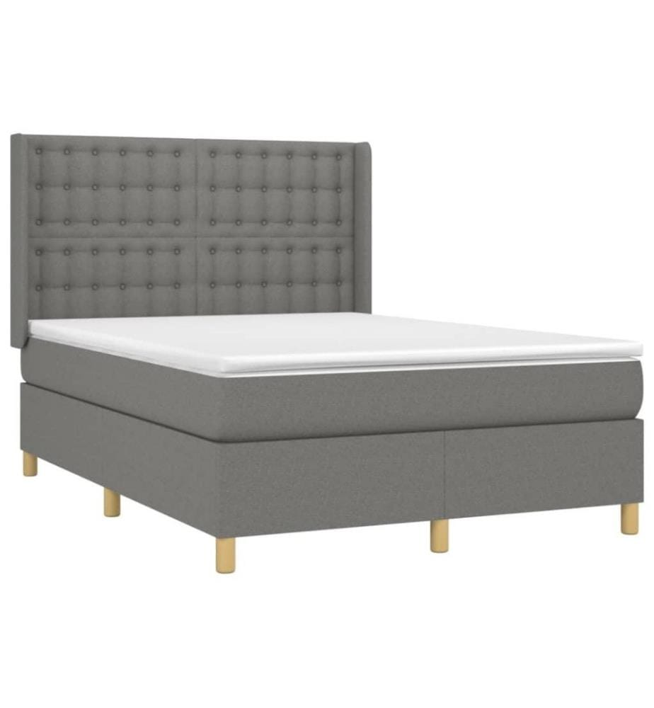 Boxspringbett mit Matratze Dunkelgrau 140x190 cm Stoff