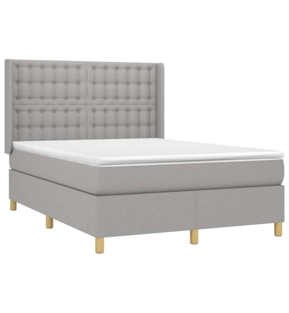 Boxspringbett mit Matratze Hellgrau 140x190 cm Stoff
