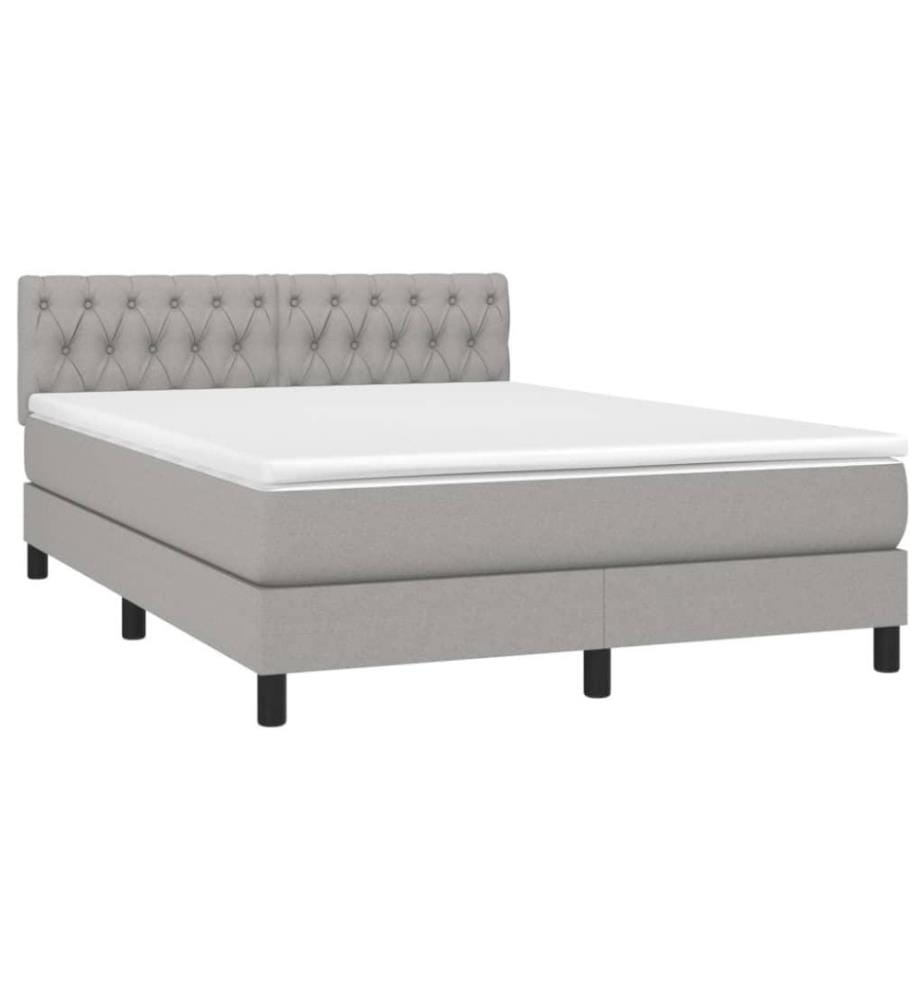 Boxspringbett mit Matratze & LED Hellgrau 140x190 cm Stoff